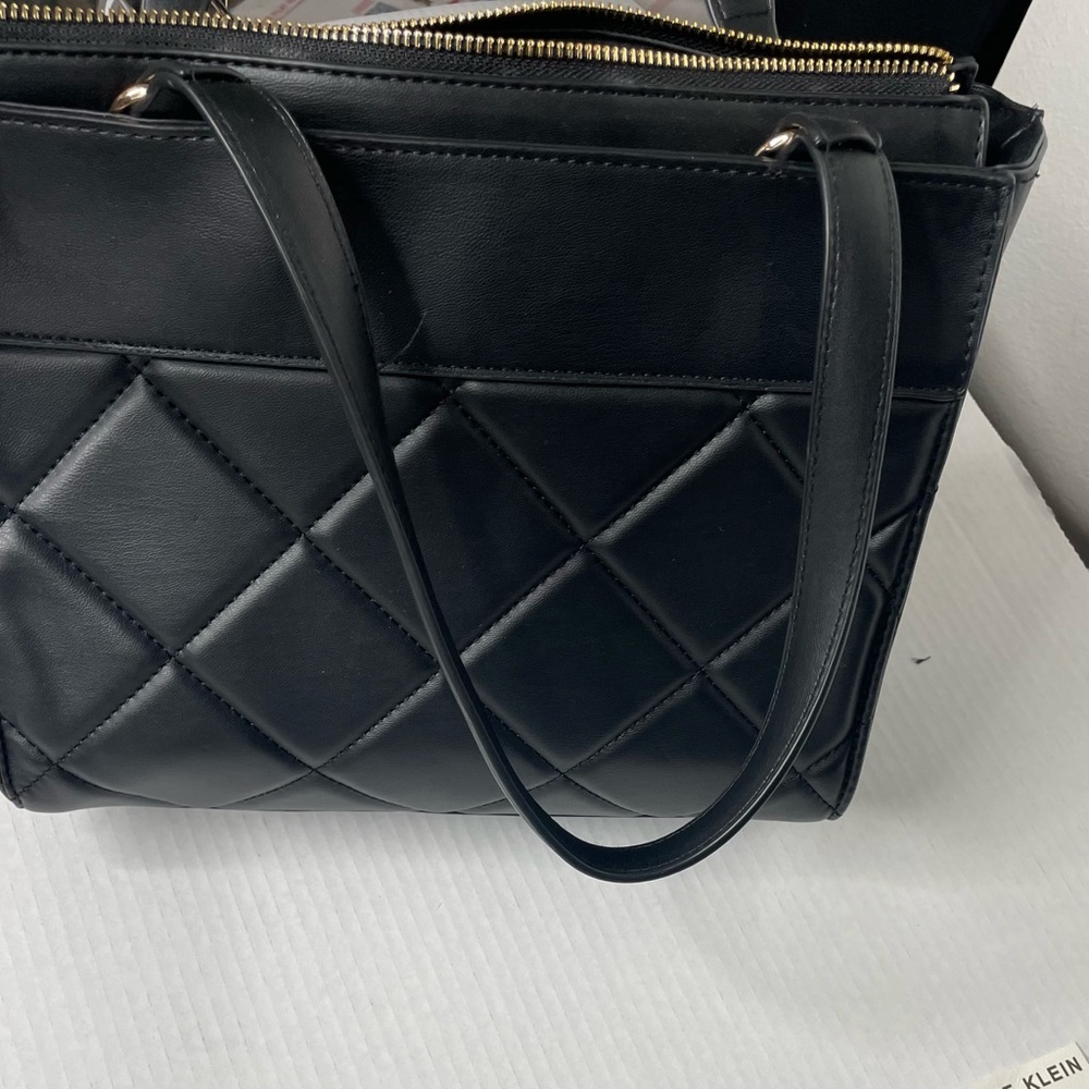Anne Klein Quilted Tote with Card Case Black with Gold Accents. NWOT - Picture 8 of 11
